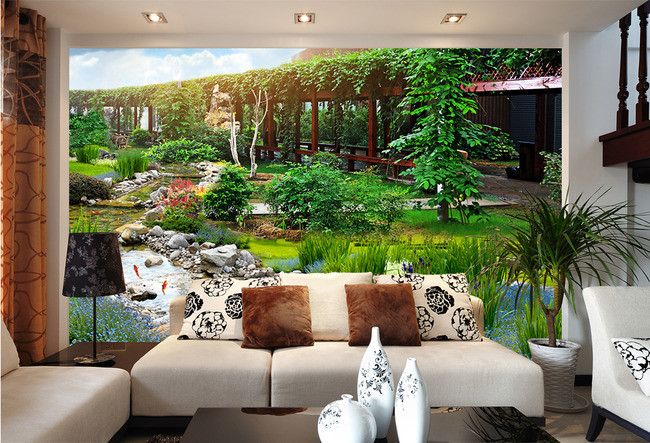 园林公园3D风景背景墙背景画三
