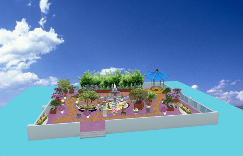 天台楼顶小(xiǎo)花(huā)园绿化效果图